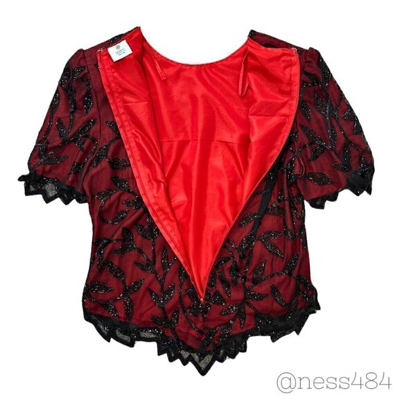 Vintage Anujan Creations 100% Silk & Beaded Top, Small - Picture 4 of 6